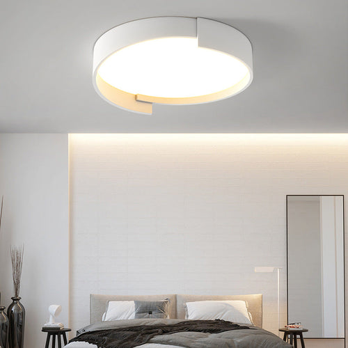 Contemporary Nordic Iron & Acrylic Round LED Flush Mount Ceiling Light With High Light Transmission For Bedroom & Living Room