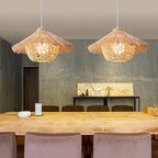 Traditional Chinese Bamboo Cone 1-Light Pendant Light For Dining Room
