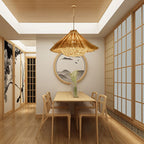 Traditional Chinese Bamboo Cone 1-Light Pendant Light For Dining Room