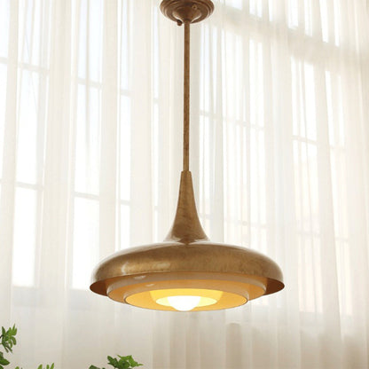 Traditional Vintage Metal & Glass Cone 1-Light Pendant Light For Bedroom, Living Room, Dining Room