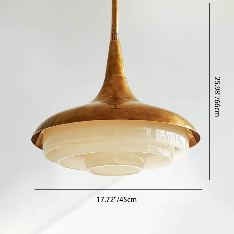 Traditional Vintage Metal & Glass Cone 1-Light Pendant Light For Bedroom, Living Room, Dining Room