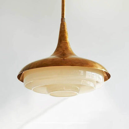Traditional Vintage Metal & Glass Cone 1-Light Pendant Light For Bedroom, Living Room, Dining Room