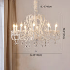 Traditional French Metal Glass Crystal Arched Candle-shaped Crystal Tassels 6/8/10/12 Lights Chandelier for Bedroom, Living Room BulbSquare