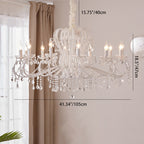 Traditional French Metal Glass Crystal Arched Candle-shaped Crystal Tassels 6/8/10/12 Lights Chandelier for Bedroom, Living Room BulbSquare