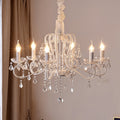Traditional French Metal Glass Crystal Arched Candle-shaped Crystal Tassels 6/8/10/12 Lights Chandelier for Bedroom, Living Room BulbSquare