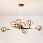 Contemporary Nordic Iron Glass Round 6/8/10-light Chandelier for Bedroom and Living Room BulbSquare