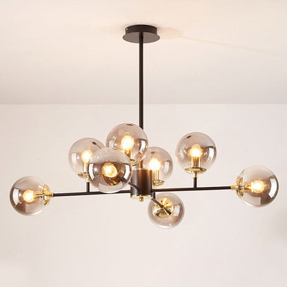 Contemporary Nordic Iron Glass Round 6/8/10-light Chandelier for Bedroom and Living Room