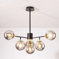 Contemporary Nordic Iron Glass Round 6/8/10-light Chandelier for Bedroom and Living Room BulbSquare