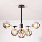 Contemporary Nordic Iron Glass Round 6/8/10-light Chandelier for Bedroom and Living Room BulbSquare