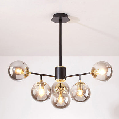 Contemporary Nordic Iron Glass Round 6/8/10-light Chandelier for Bedroom and Living Room
