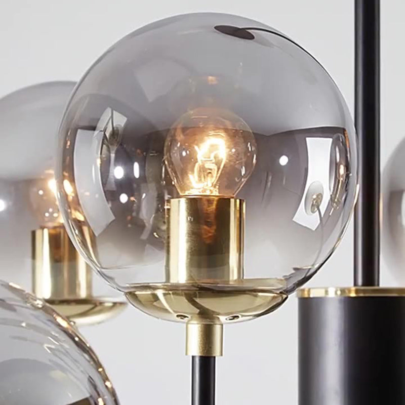 Contemporary Nordic Iron Glass Round 6/8/10-light Chandelier for Bedroom and Living Room