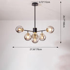 Contemporary Nordic Iron Glass Round 6/8/10-light Chandelier for Bedroom and Living Room BulbSquare