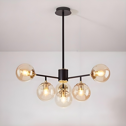 Contemporary Nordic Iron Glass Round 6/8/10-light Chandelier for Bedroom and Living Room