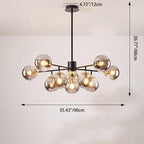 Contemporary Nordic Iron Glass Round 6/8/10-light Chandelier for Bedroom and Living Room BulbSquare