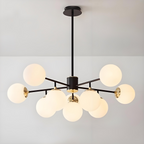 Contemporary Nordic Iron Glass Round 6/8/10-light Chandelier for Bedroom and Living Room BulbSquare
