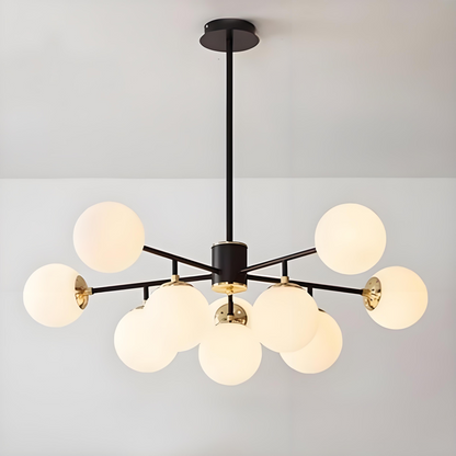 Contemporary Nordic Iron Glass Round 6/8/10-light Chandelier for Bedroom and Living Room