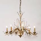 Traditional French Iron & Crystal Branch-shape 6/9/12-light Chandelier for Living Room & Bedroom BulbSquare