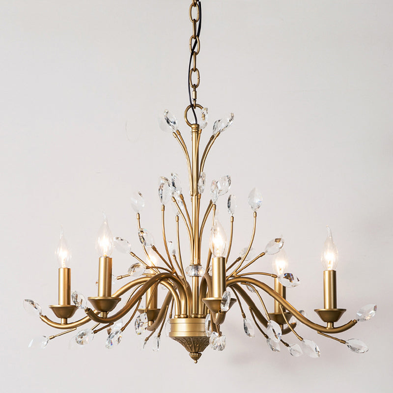 Traditional French Iron & Crystal Branch-shape 6/9/12-light Chandelier for Living Room & Bedroom BulbSquare