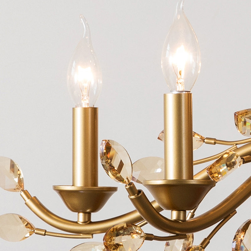 Traditional French Iron & Crystal Branch-shape 6/9/12-light Chandelier for Living Room & Bedroom BulbSquare