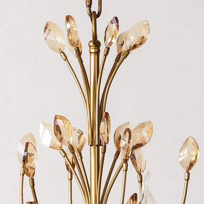 Traditional French Iron & Crystal Branch-shape 6/9/12-light Chandelier for Living Room & Bedroom