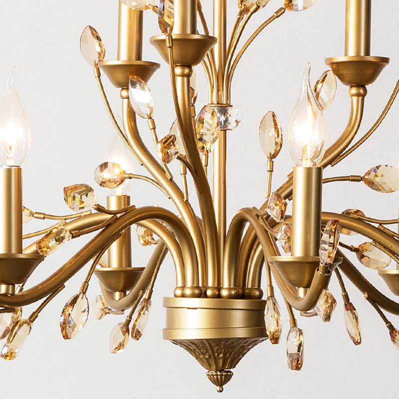 Traditional French Iron & Crystal Branch-shape 6/9/12-light Chandelier for Living Room & Bedroom BulbSquare