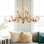 Traditional French Iron & Crystal Branch-shape 6/9/12-light Chandelier for Living Room & Bedroom BulbSquare