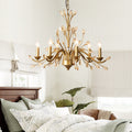 Traditional French Iron & Crystal Branch-shape 6/9/12-light Chandelier for Living Room & Bedroom BulbSquare
