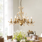 Traditional French Iron & Crystal Branch-shape 6/9/12-light Chandelier for Living Room & Bedroom BulbSquare