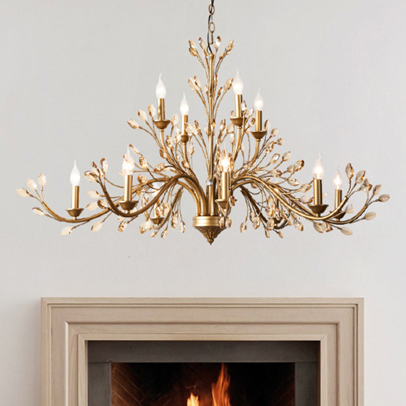 Traditional French Iron & Crystal Branch-shape 6/9/12-light Chandelier for Living Room & Bedroom BulbSquare
