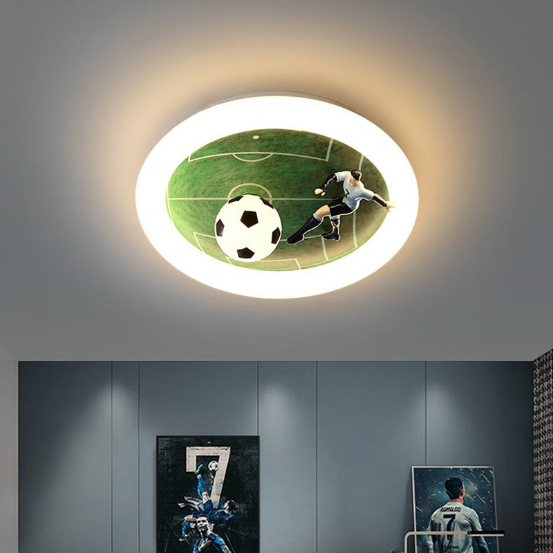 Contemporary Creative Iron & Acrylic Round LED Flush Mount Ceiling Light for Kids Bedroom & Living Room