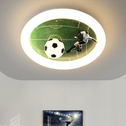 Contemporary Creative Iron & Acrylic Round LED Flush Mount Ceiling Light for Kids Bedroom & Living Room