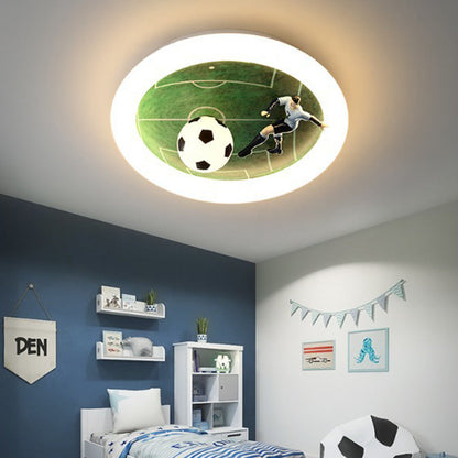 Contemporary Creative Iron & Acrylic Round LED Flush Mount Ceiling Light for Kids Bedroom & Living Room