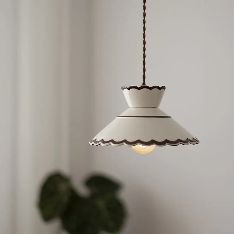 Traditional French Ceramic & Iron Cone Shaped 1-light Pendant Light for Bedroom & Living Room modern luxury lighting fixture