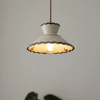 Traditional French Ceramic & Iron Cone Shaped 1-light Pendant Light for Bedroom & Living Room Lumendat