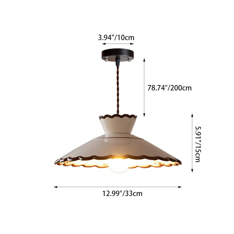 Traditional French Ceramic & Iron Cone Shaped 1-light Pendant Light for Bedroom & Living Room Lumendat