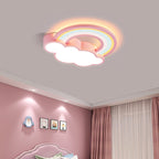 Contemporary Creative Iron & Acrylic Rainbow Cloud-Shaped LED Flush Mount Ceiling Light For Bedroom & Living Room