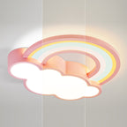 Contemporary Creative Iron & Acrylic Rainbow Cloud-Shaped LED Flush Mount Ceiling Light For Bedroom & Living Room