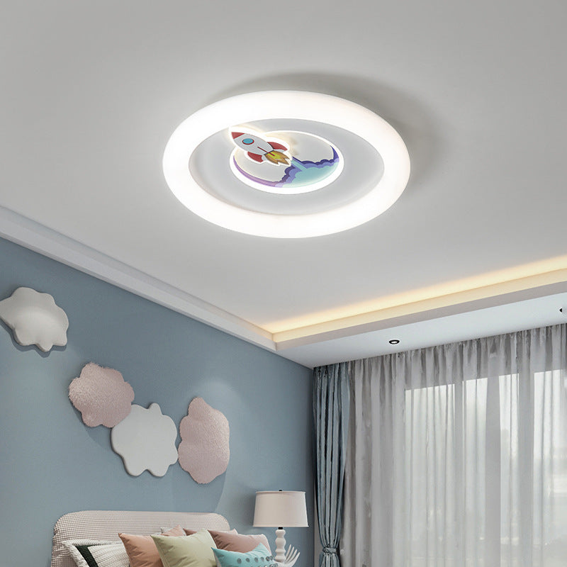 Lumendat Contemporary Creative Iron & Acrylic Round LED Flush Mount Ceiling Light For Kids Bedroom & Living Room Lumendat