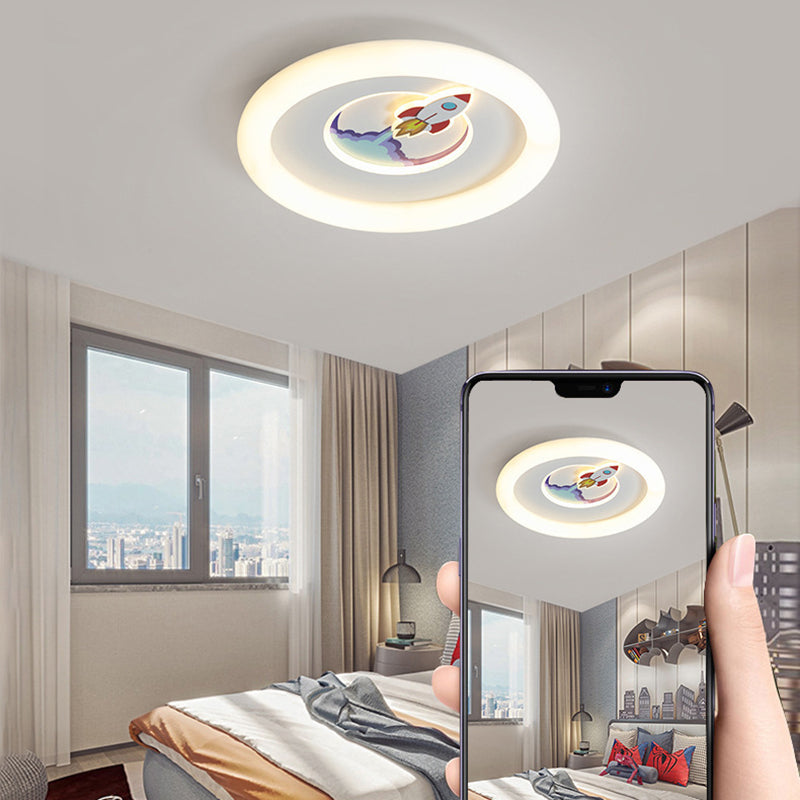 Lumendat Contemporary Creative Iron & Acrylic Round LED Flush Mount Ceiling Light For Kids Bedroom & Living Room Lumendat