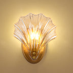 Contemporary Creative Iron And Glass Shell Shape 1-Light Wall Sconce Lamp For Bedroom And Living Room