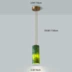 Traditional Japanese Globe & Cylinder & Semi-circle Jade Stone Metal 1-Light Pendant Light For Bedroom & Living Room