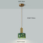 Traditional Japanese Globe & Cylinder & Semi-circle Jade Stone Metal 1-Light Pendant Light For Bedroom & Living Room
