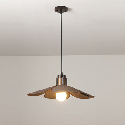 Traditional Vintage Rubber Wood & Fabric Round 1-Light Pendant Light For Dining Room, Living Room, Bedroom