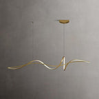 Modern Minimalist Aluminum, Iron & Acrylic Curved Linear LED Island Light Chandelier for Dining Room, Bedroom & Living Room BulbSquare