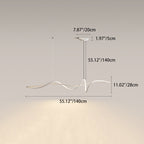 Modern Minimalist Aluminum, Iron & Acrylic Curved Linear LED Island Light Chandelier for Dining Room, Bedroom & Living Room BulbSquare