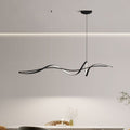 Modern Minimalist Aluminum, Iron & Acrylic Curved Linear LED Island Light Chandelier for Dining Room, Bedroom & Living Room BulbSquare