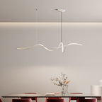 Modern Minimalist Aluminum, Iron & Acrylic Curved Linear LED Island Light Chandelier for Dining Room, Bedroom & Living Room BulbSquare