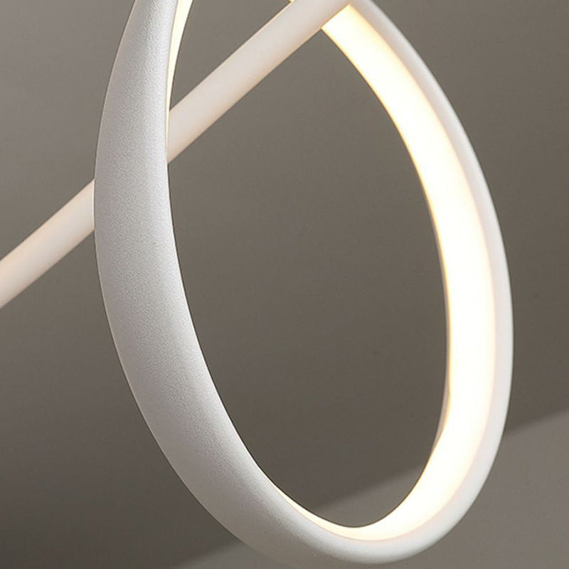 Modern Minimalist Aluminum, Iron & Acrylic Curved Linear LED Island Light Chandelier for Dining Room, Bedroom & Living Room BulbSquare