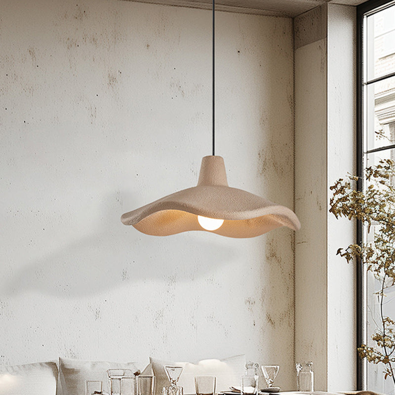 Traditional Japanese Polystyrene Floral 1-Light Pendant Light For Dining Room, Bedroom & Living Room