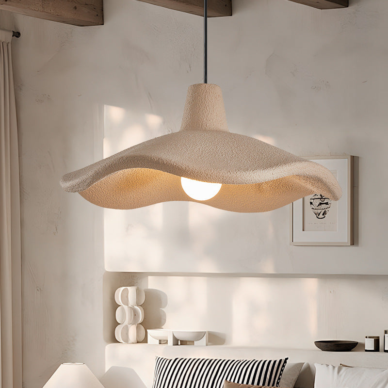 Traditional Japanese Polystyrene Floral 1-Light Pendant Light For Dining Room, Bedroom & Living Room